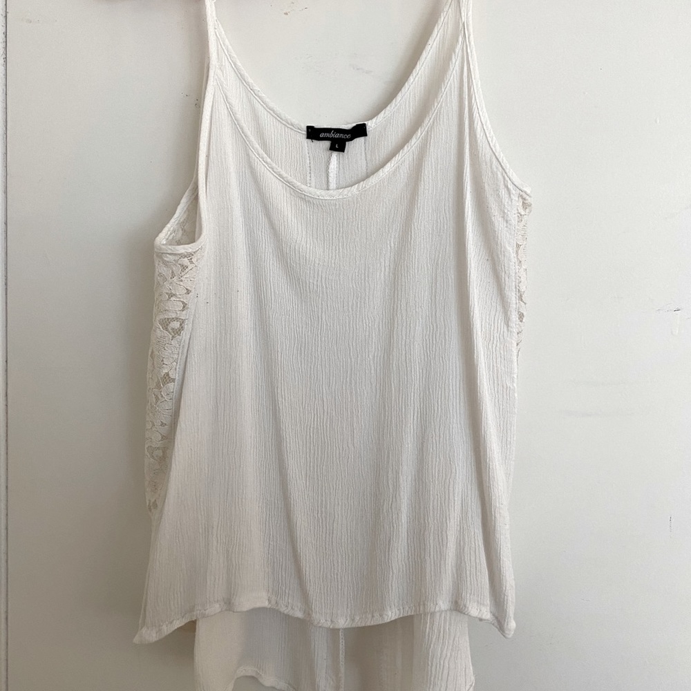 Ambiance White Lace Flowy Tank Top
